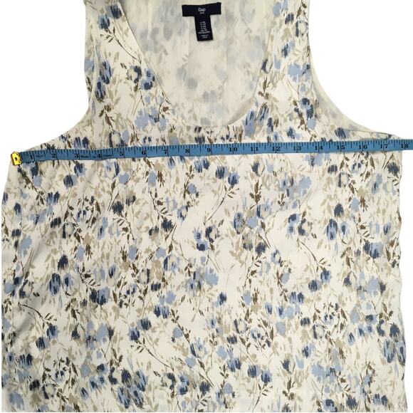Gap Tank Top Double Layer Floral Print Sleeveless Blouse Women's XS Cream Blue - Picture 4 of 8